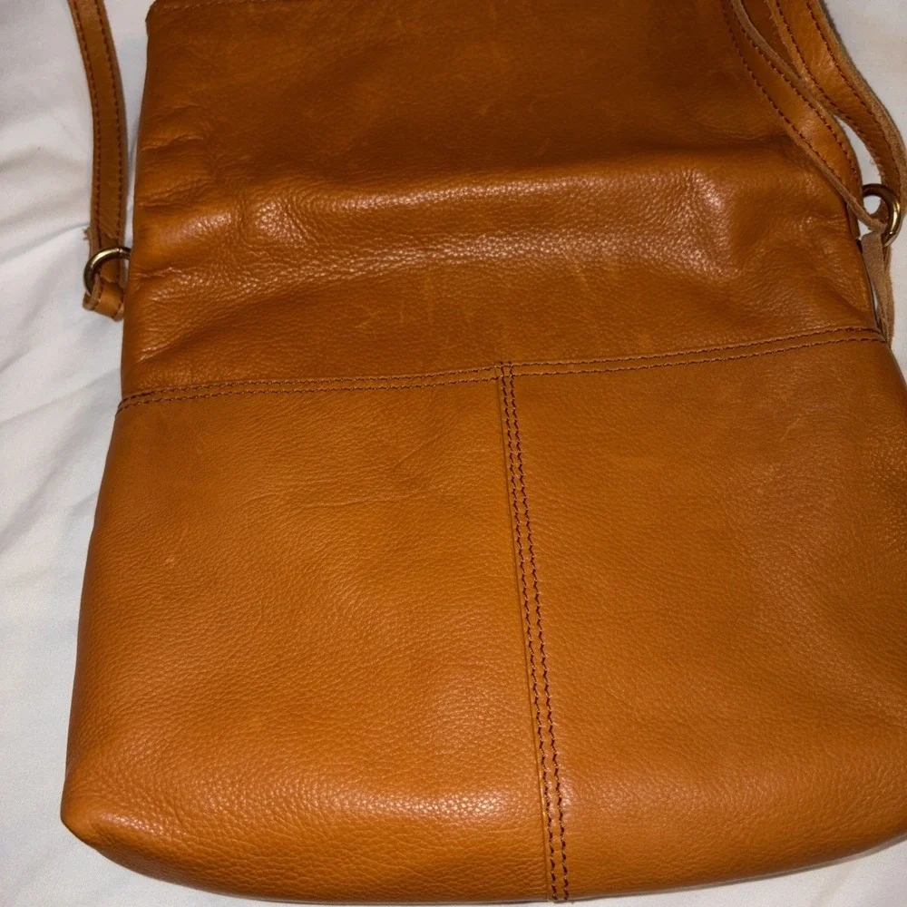 $150 Margot New York ROBBIE Foldover Crossbody‎ flap Bag Cognac Hobo 10